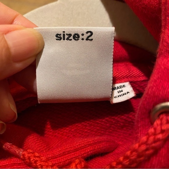X-GIRL Red Cropped Hoodie Sweatshirt Size 2 - Picture 8 of 10